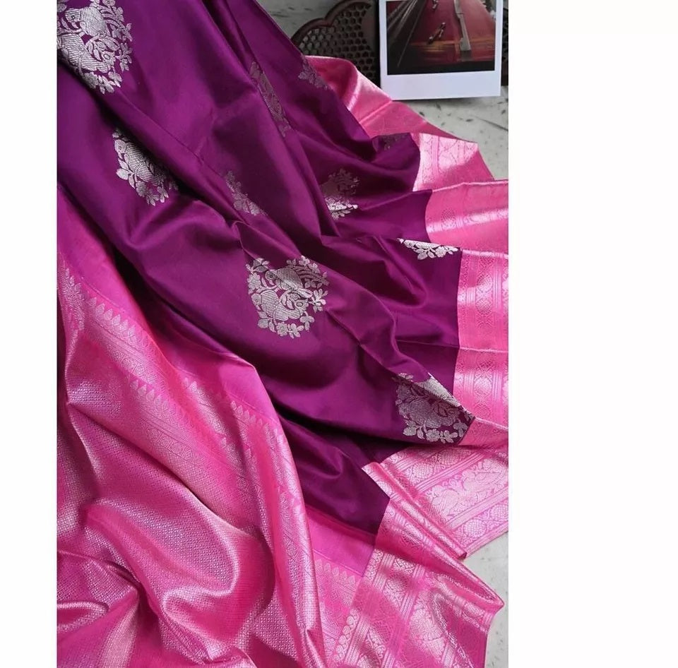 Soft Lichi Silk Sari, Traditional Saree & Blouse