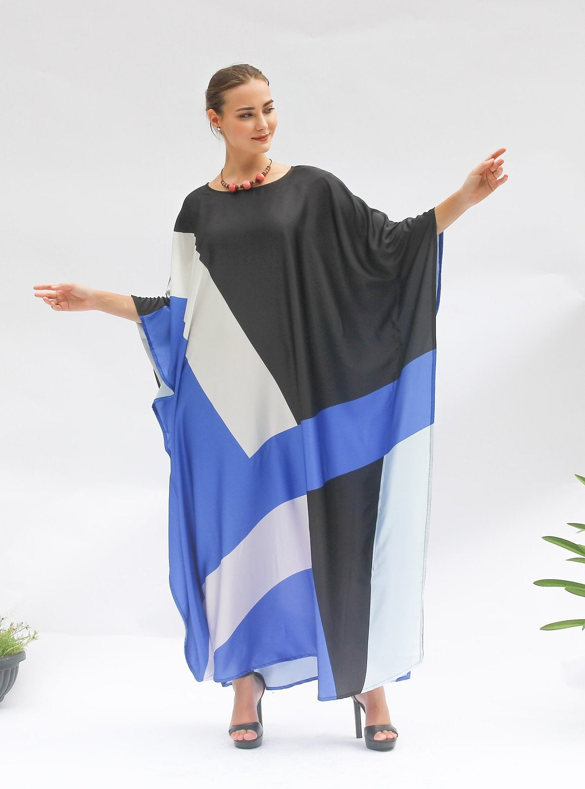 Women's Silk Printed Caftan, Long Party Wear Kaftan