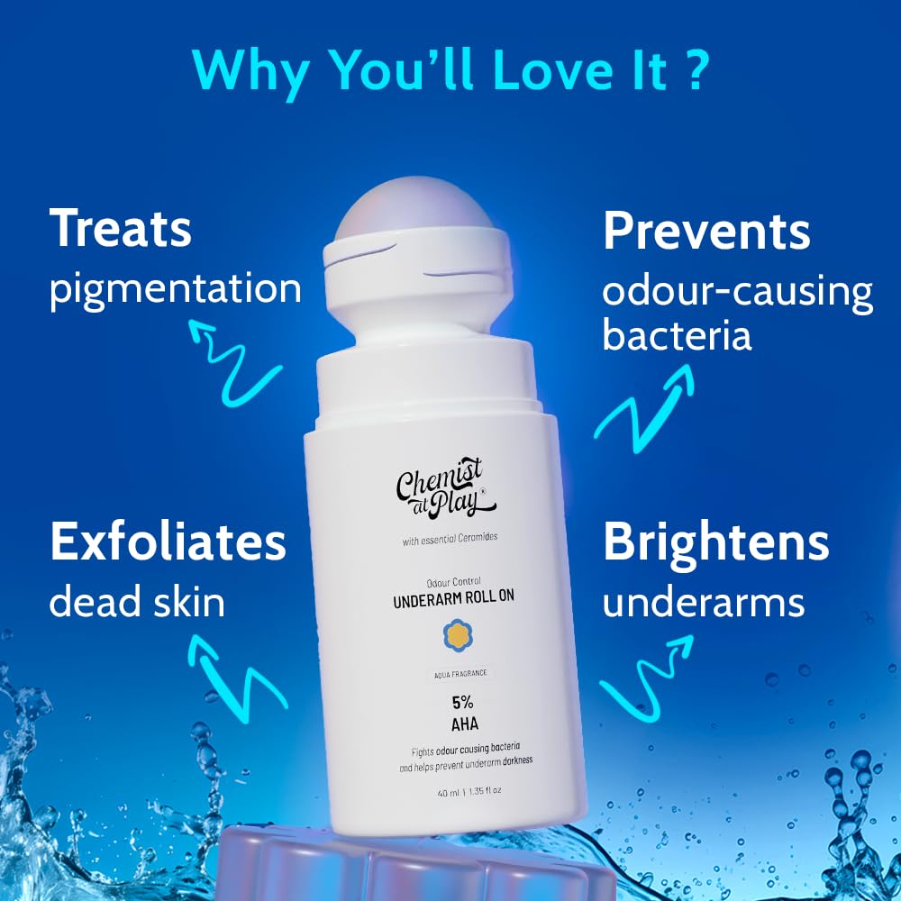 Chemist at Play UnderArm Roll-On with 5% AHA, Lactic Acid & 1% Mandelic Acid 40ml