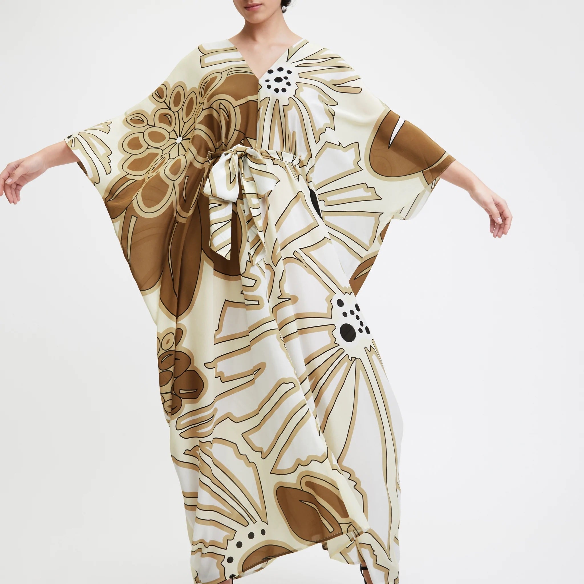 French Moss Printed Women's Long Kaftan