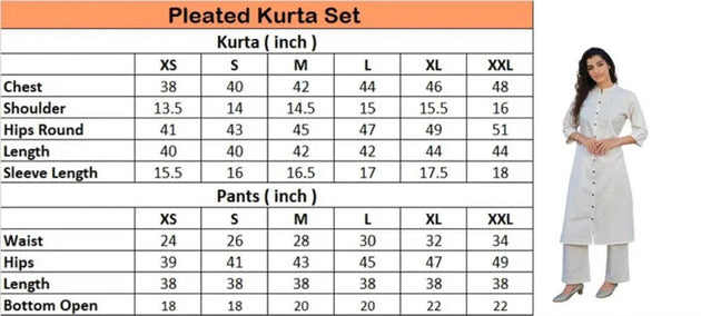 Linen Pleated Kurta Set Kurta Salwar Set for women