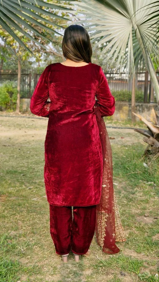 Viscose Velvet Beautiful Function Style Kurti Bottom Dupatta