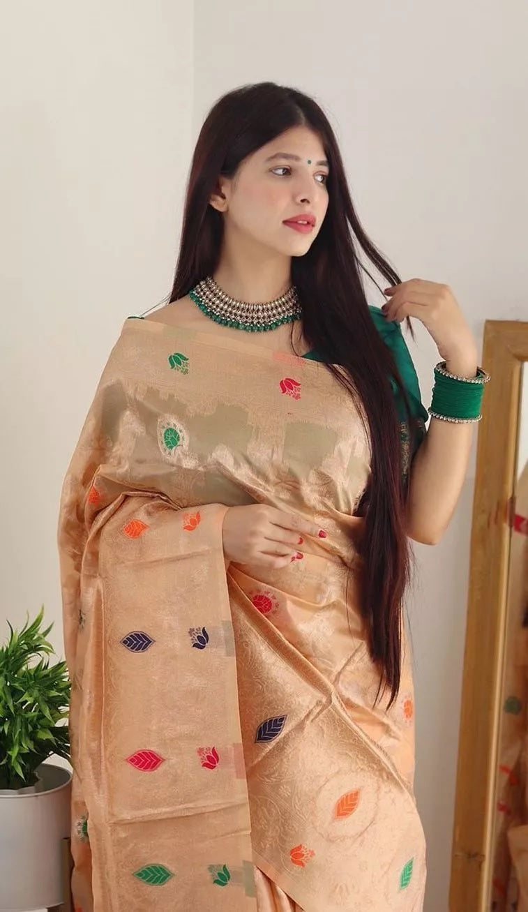 Soft Organza Jacquard Saree ,Function Wedding Sari With Blouse