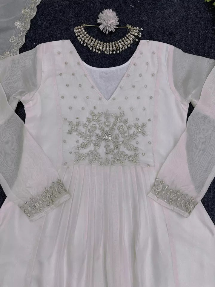 Classic Traditional Look Full Stitched Tissue Organza Silk Top Pant Dupatta
