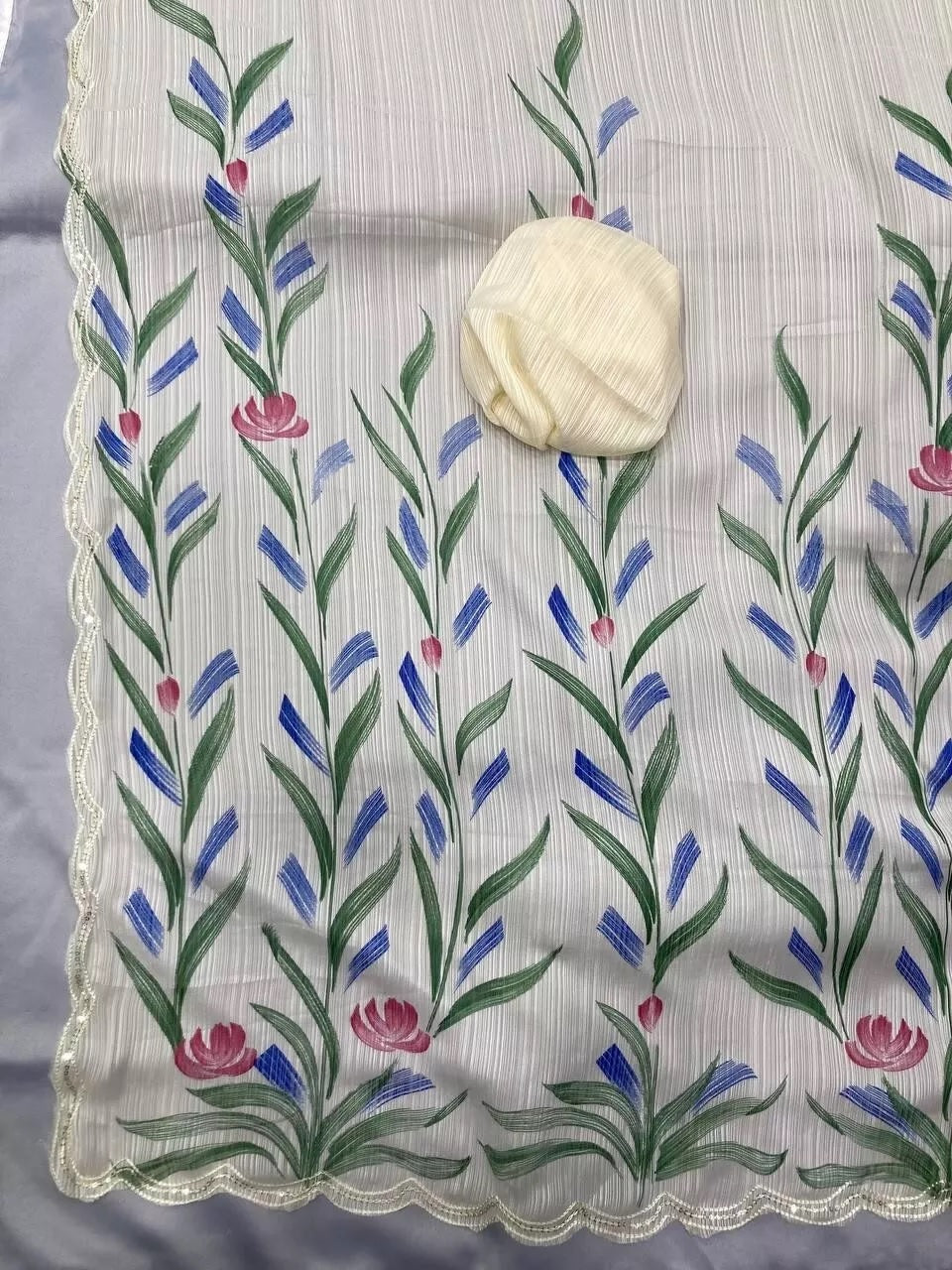 Ethnic Wear Moss Chiffon Saree With Blouse