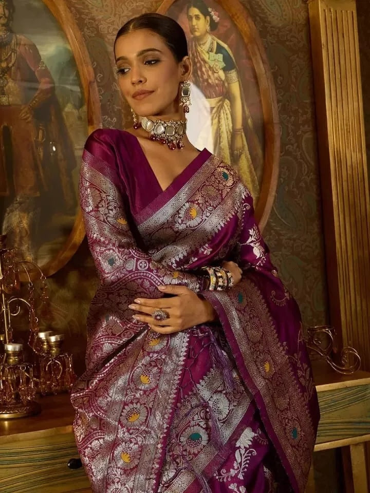 Traditional Banarasi Soft Silk Saree Blouse