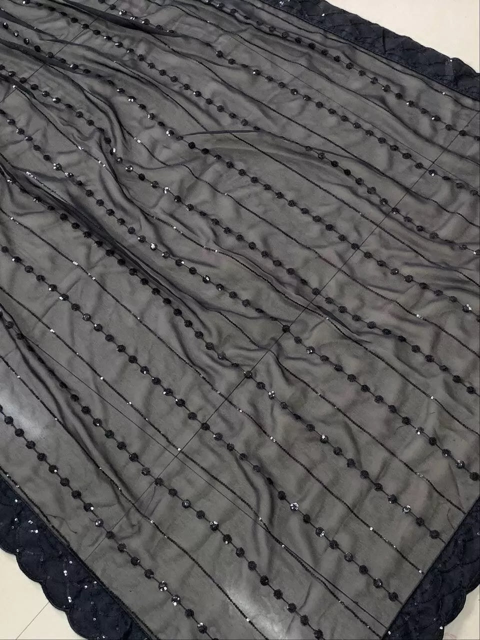 Black Georgette & Sequence Embroidery Work Saree & Blouse