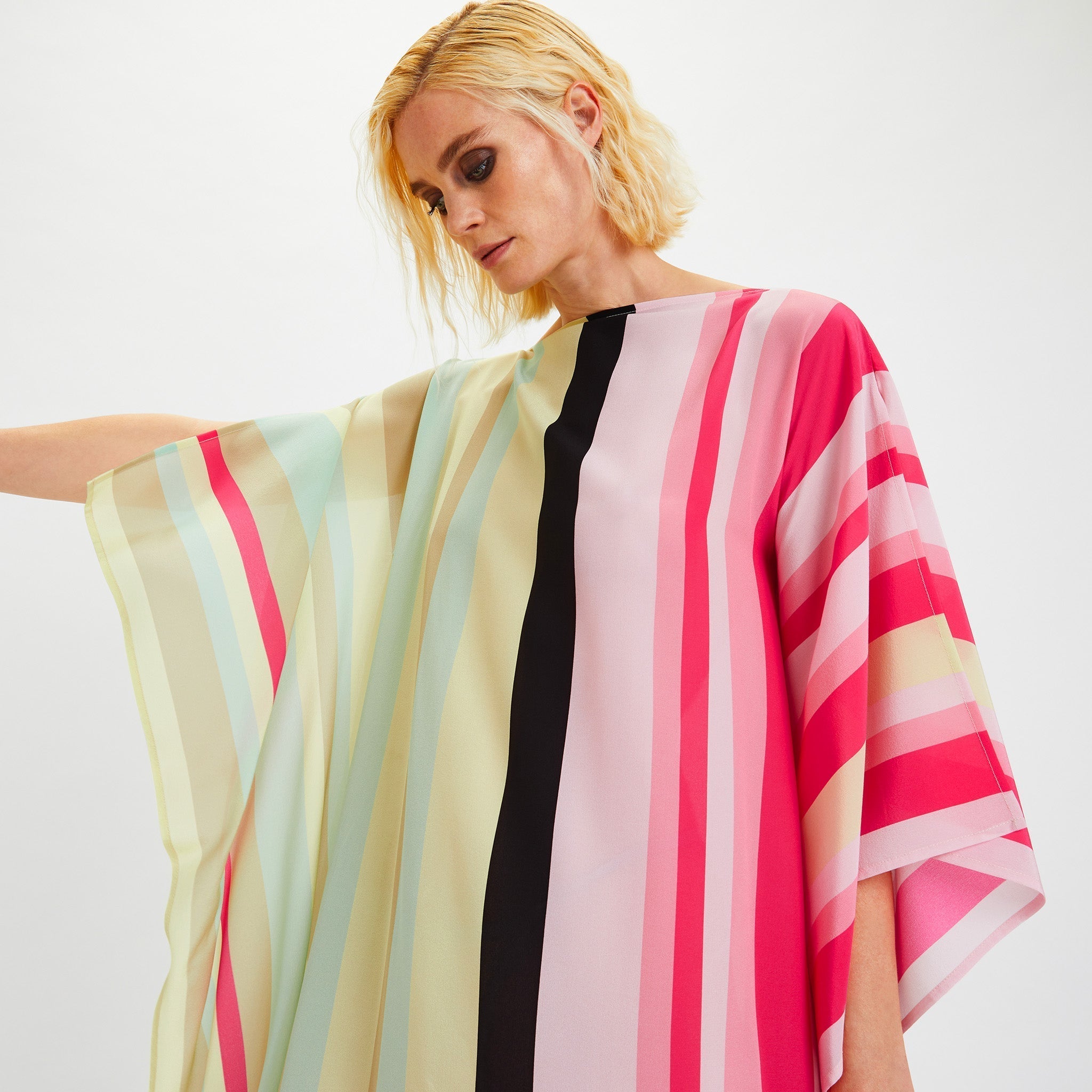 Printed Silk Crepe Long Kaftan For Women's
