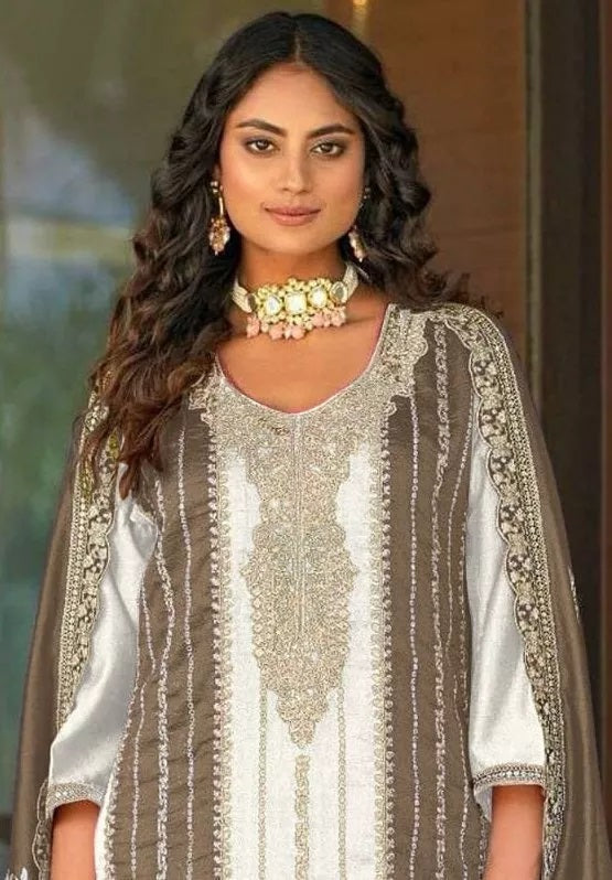 Heavy Vichitra With Embroidery Work Pakistani Top Bottom & Dupatta