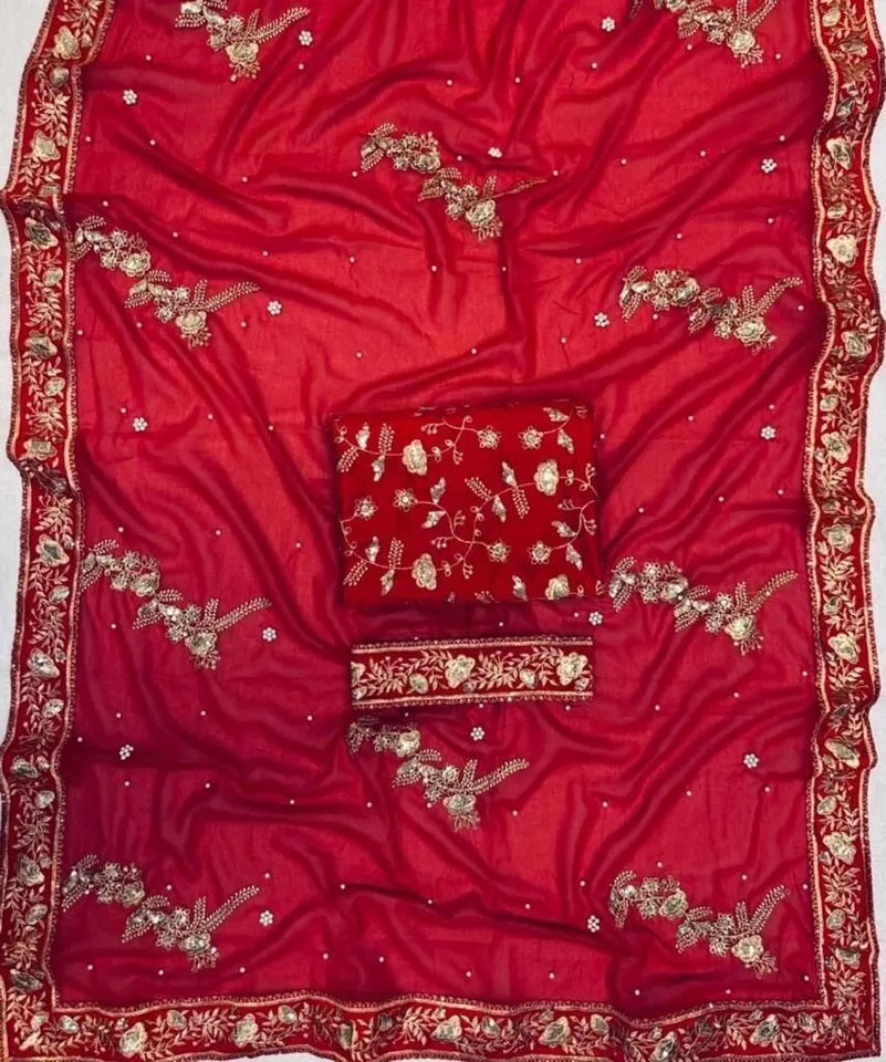 Heavy Georgette Fabric – Luxurious & Flowing Traditional Wear Sari & Blouse