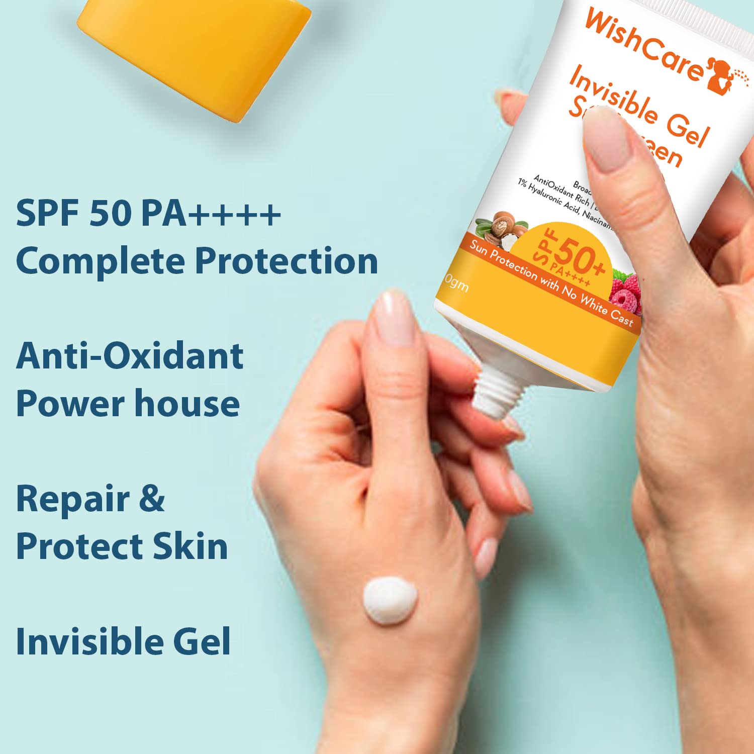 WishCare Invisible Gel Sunscreen SPF 50+ PA++++ For Oily and Dry skin 50GM
