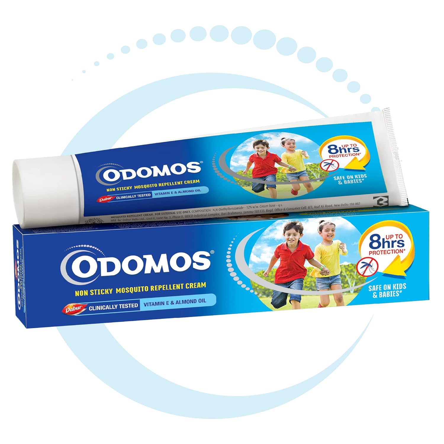 DABUR Odomos Non-Sticky Mosquito Repellent Cream With Vitamin E & Almond - 50G