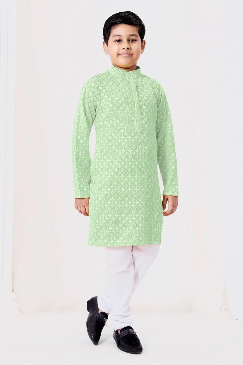 Chikankari kids Wear Kurta Pajama Set For Kid's Boy