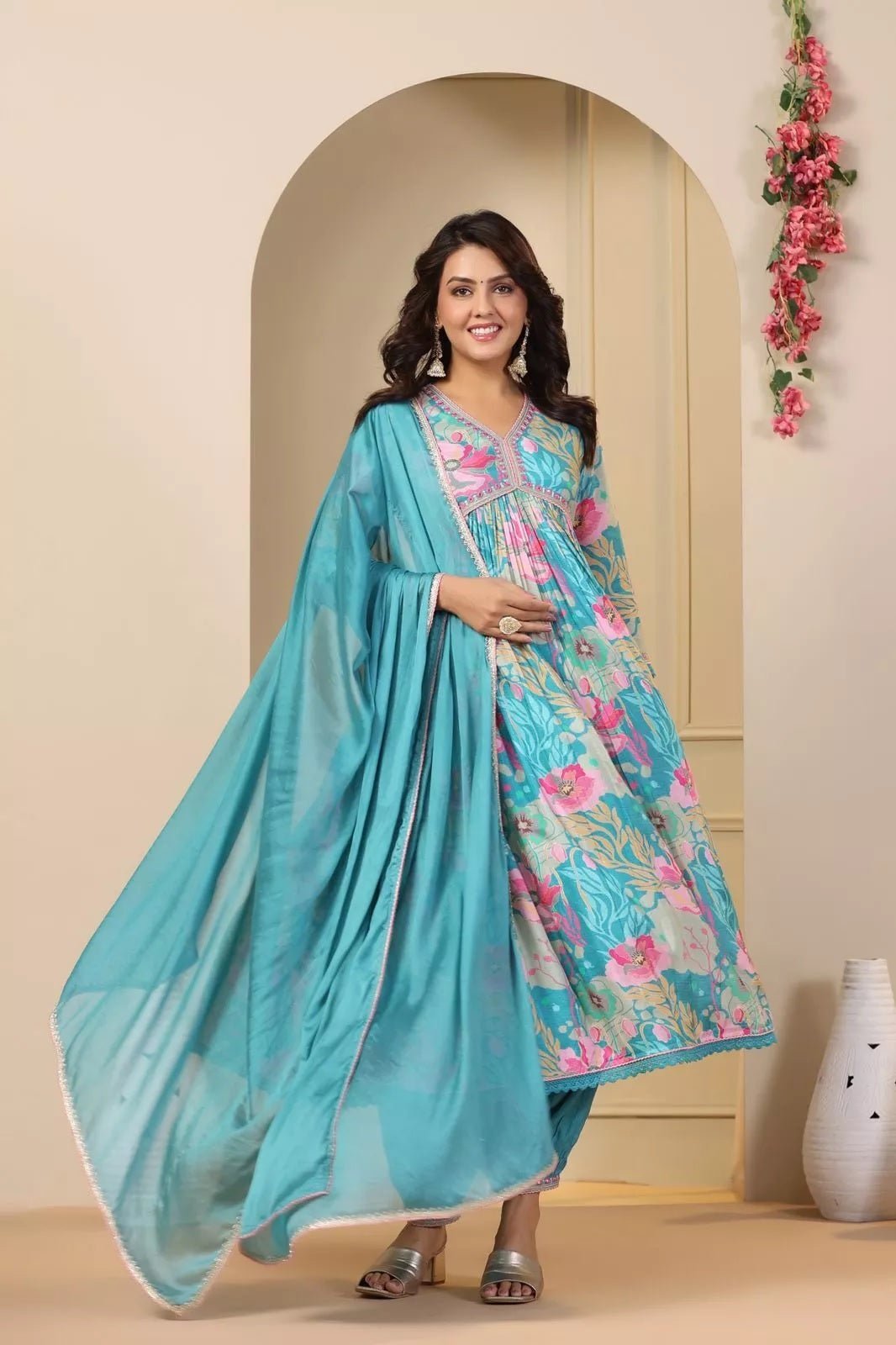 Full Stitched Muslin With Digital Print Top Pant & Dupatta