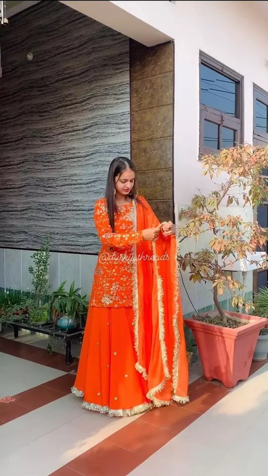 Festival Collection Classic Faux Georgette Top Lehenga & Dupatta