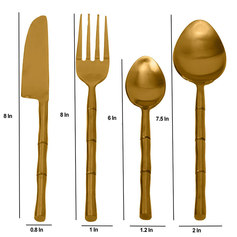Bamboo Design Elegance Cutlery | Set Of 4 | Multiple Colors