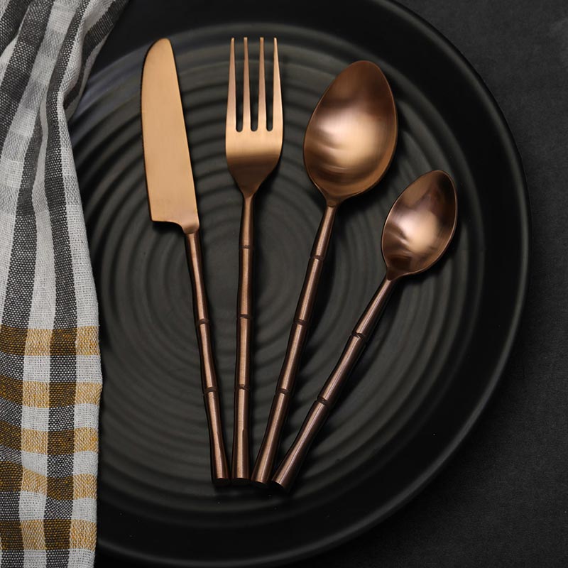 Bamboo Design Elegance Cutlery | Set Of 4 | Multiple Colors