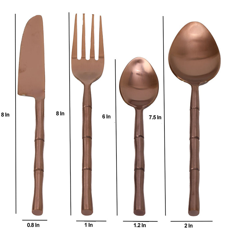 Bamboo Design Elegance Cutlery | Set Of 4 | Multiple Colors