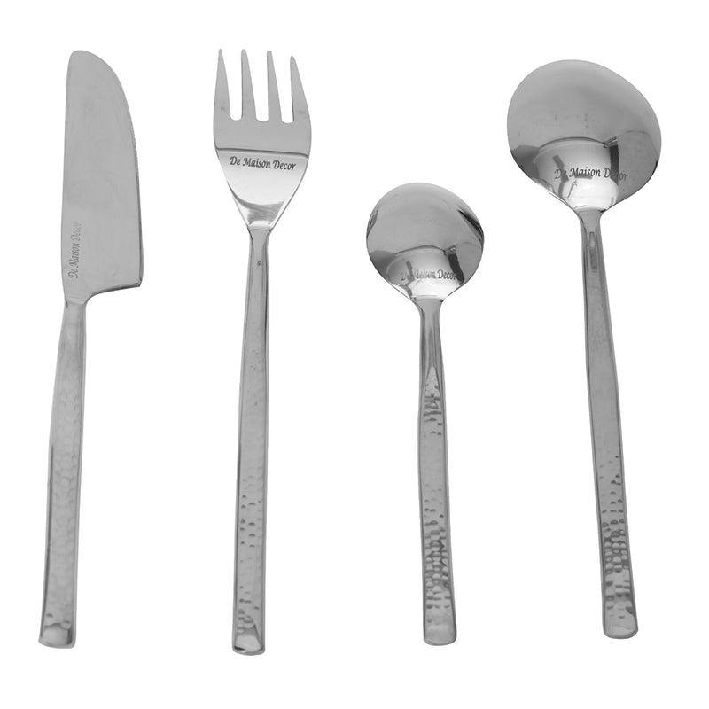 Artisan Dot Hammered Cutlery | Set Of 4 | Multiple Colors