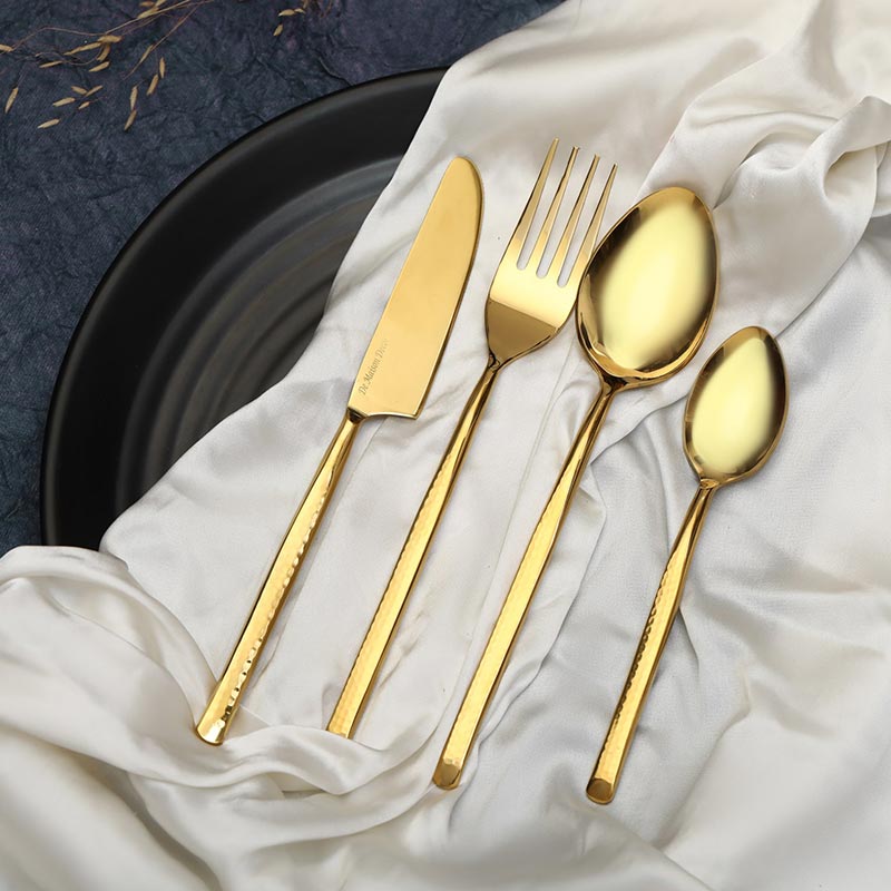 Artisan Dot Hammered Cutlery | Set Of 4 | Multiple Colors