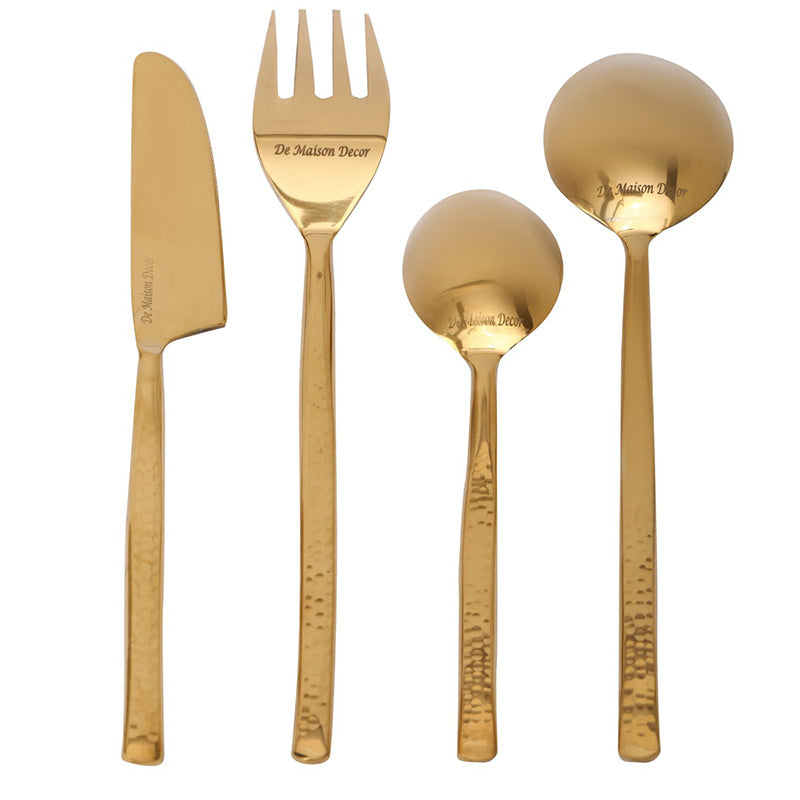 Artisan Dot Hammered Cutlery | Set Of 4 | Multiple Colors