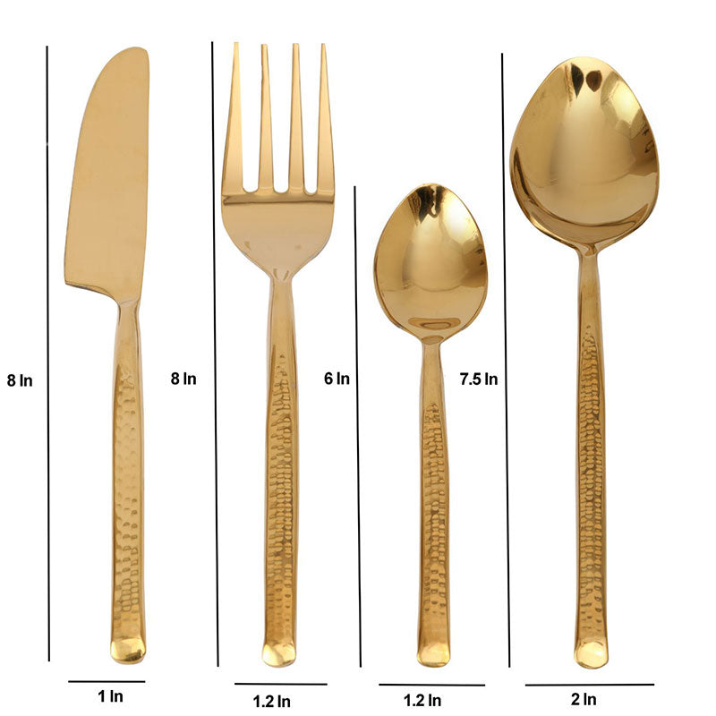 Artisan Dot Hammered Cutlery | Set Of 4 | Multiple Colors