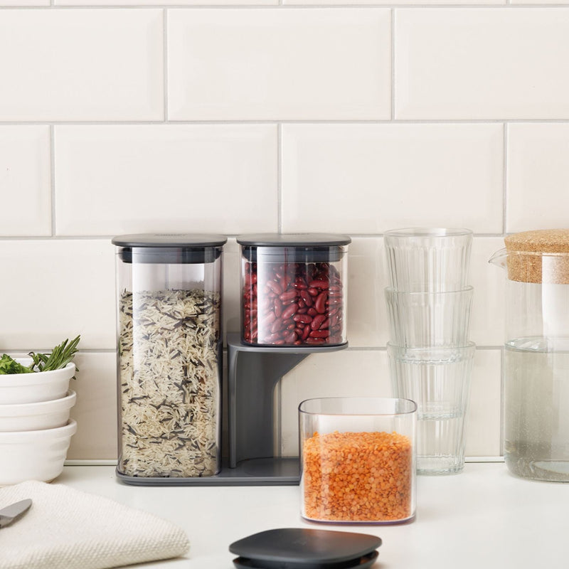 Podium Grey 3 Piece Storage Jar Set with Stand