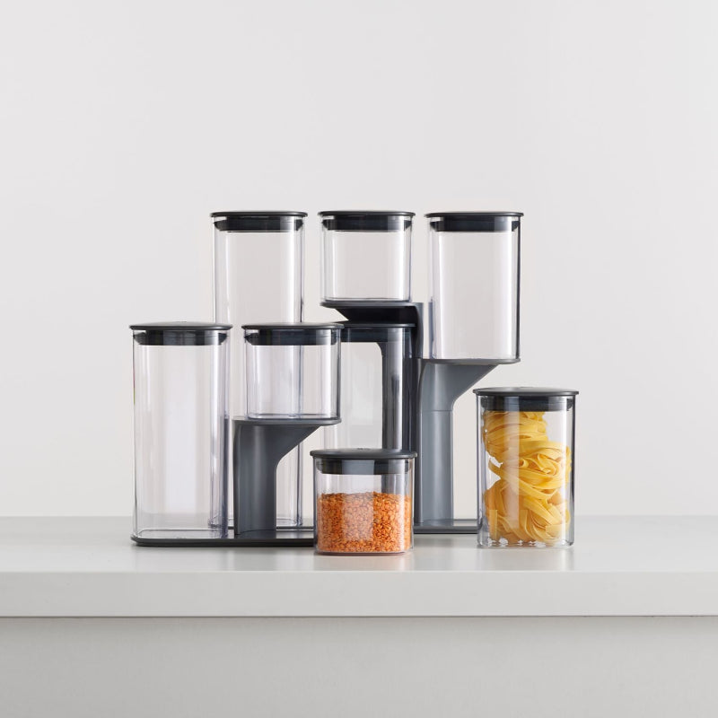 Podium Grey 3 Piece Storage Jar Set with Stand