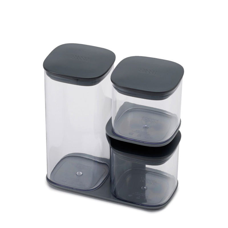Podium Grey 3 Piece Storage Jar Set with Stand