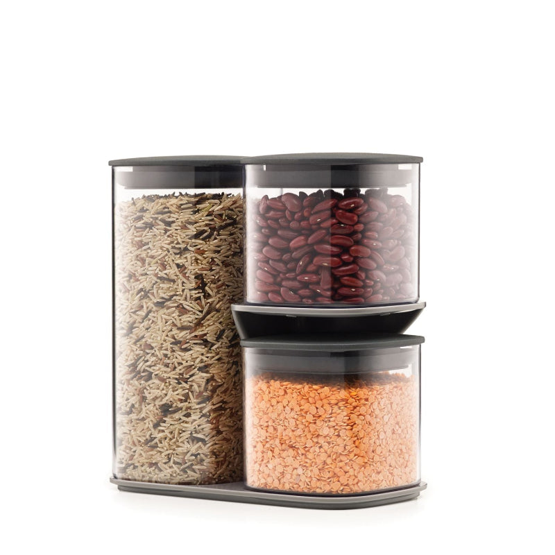Podium Grey 3 Piece Storage Jar Set with Stand