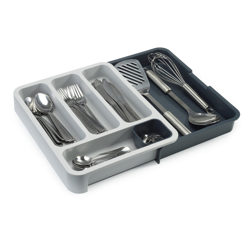 Drawer Store Gray Expandable Compact Cutlery Tray