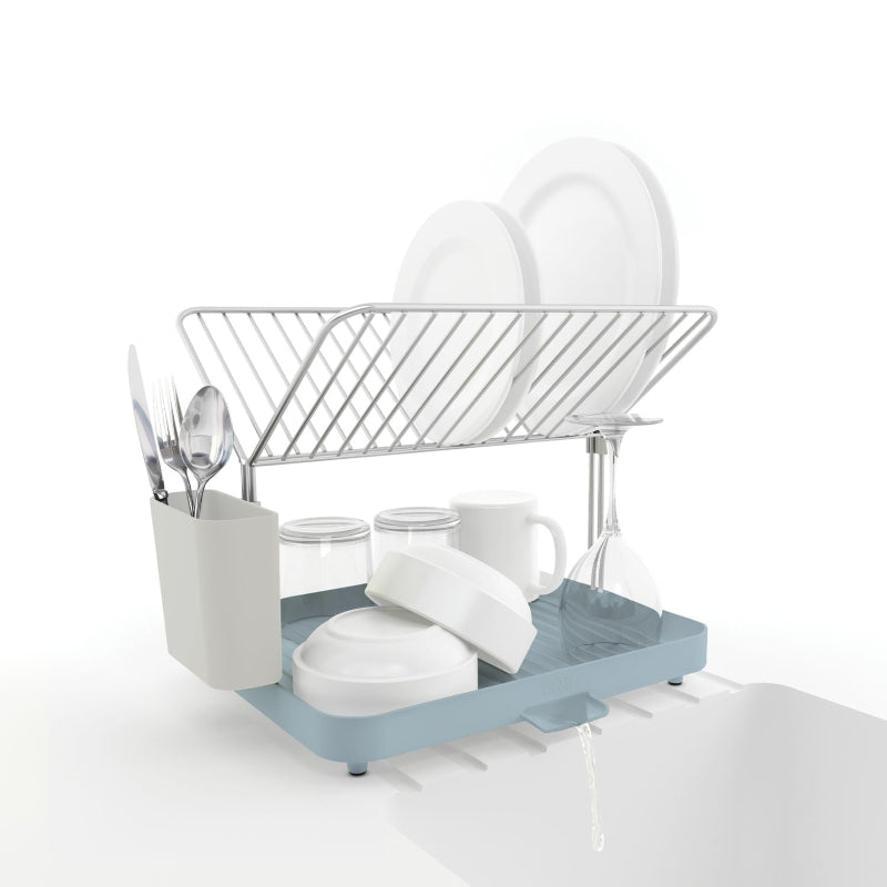 Y-Rack Dish Rack and Drain Board Set with Cutlery Organizer Dish Drainer | Multiple Colors