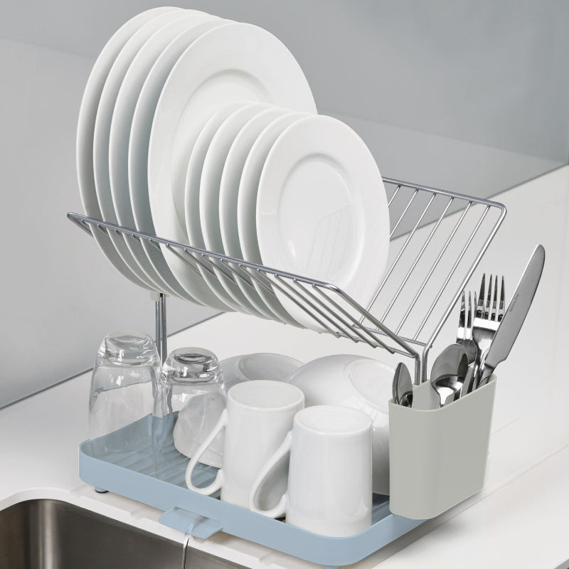 Y-Rack Dish Rack and Drain Board Set with Cutlery Organizer Dish Drainer | Multiple Colors