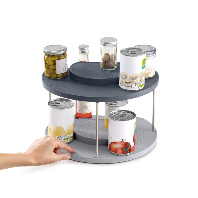CupboardStore 2 Tier Grey Rotating Organiser