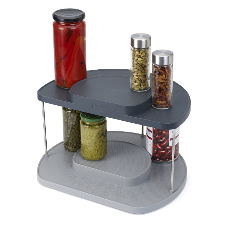 CupboardStore 2 Tier Grey Rotating Organiser