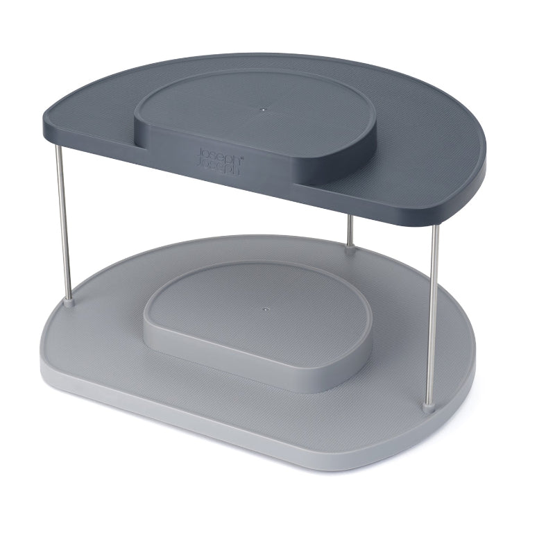 CupboardStore 2 Tier Grey Rotating Organiser