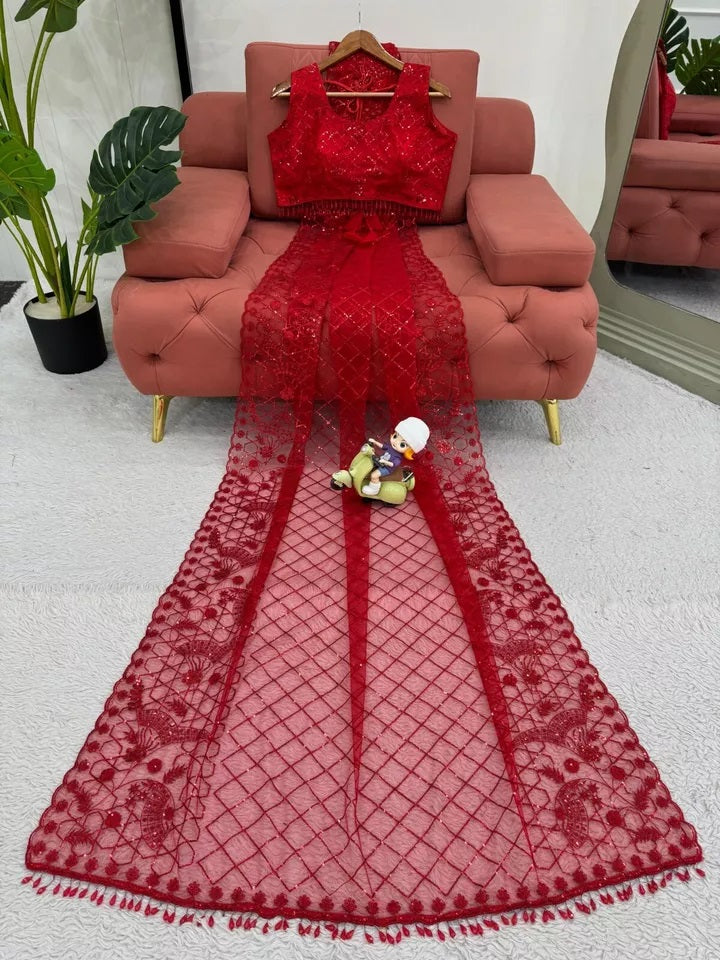 Soft Net Saree – Lightweight, Elegant & Flowing Design Sari & Blouse