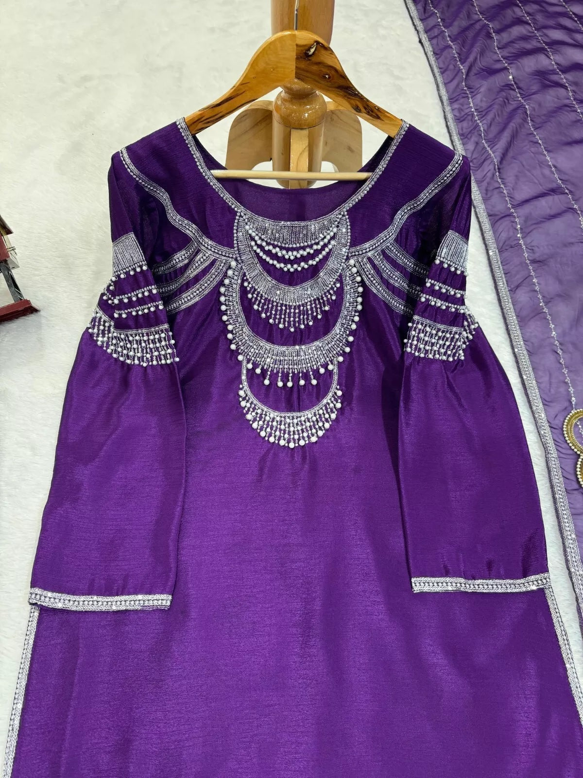 Chinon Silk Bollywood Designer Stylish Top Pant & Dupatta