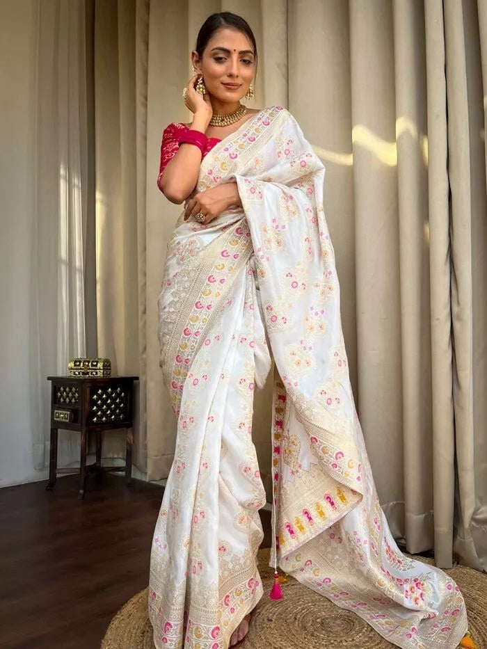 Banarasi Soft Silk Saree Blouse,Party Wear Classic Sari