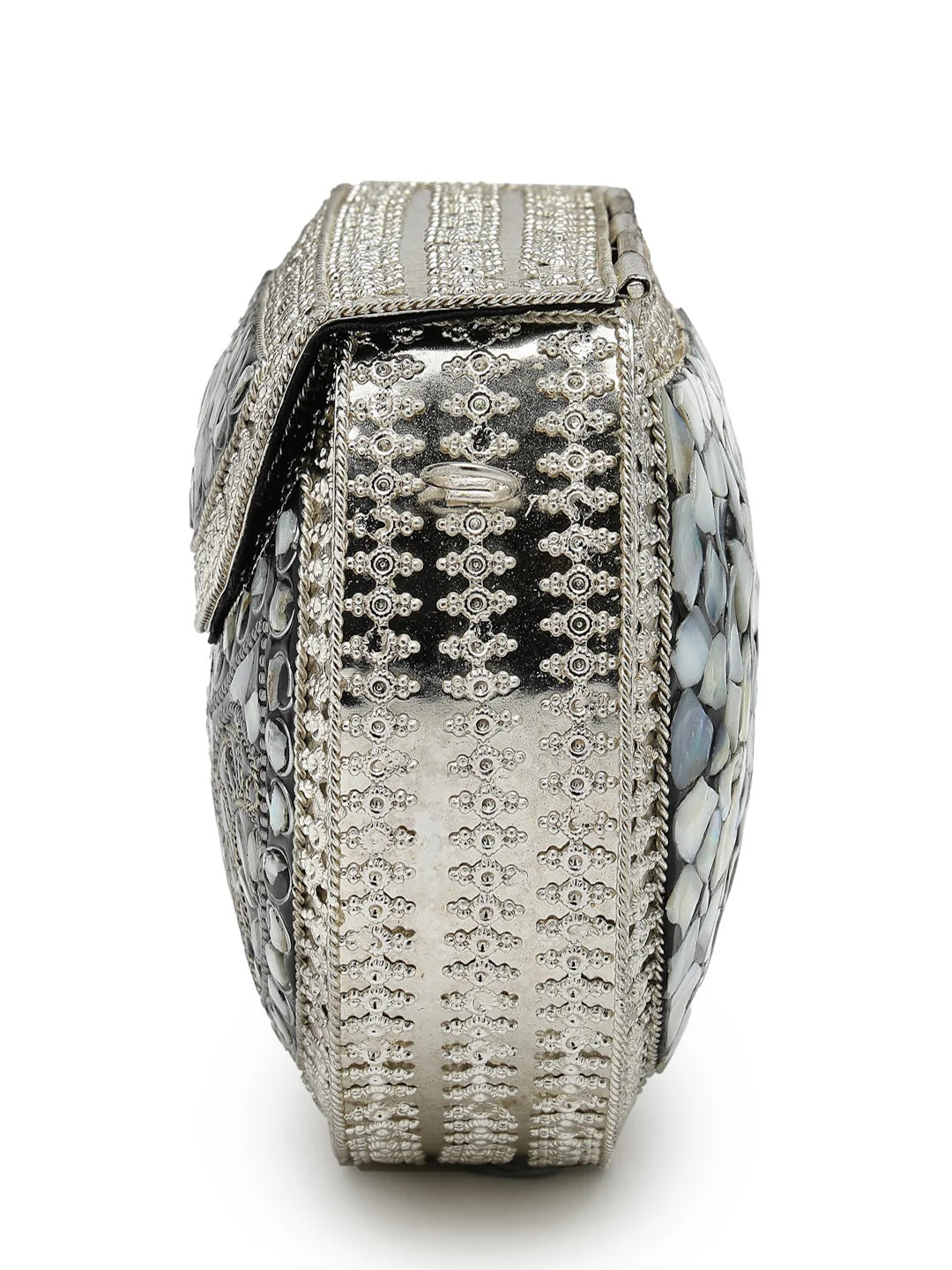 Mosaic Embellished Metal Clutch