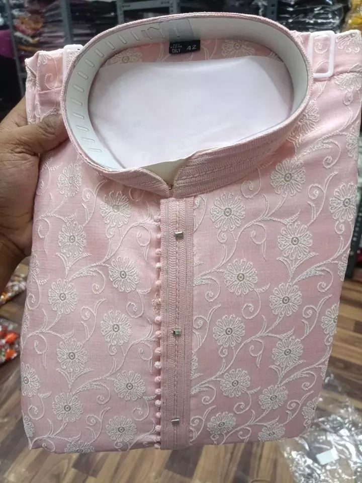 Men's Heavy Jacquard Kurta Pajama Set, Traditional Wedding Wear Kurta Set