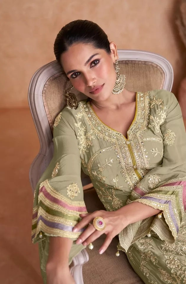 Heavy Chinon With Embroidery & Sequence Work Salwar Kameez