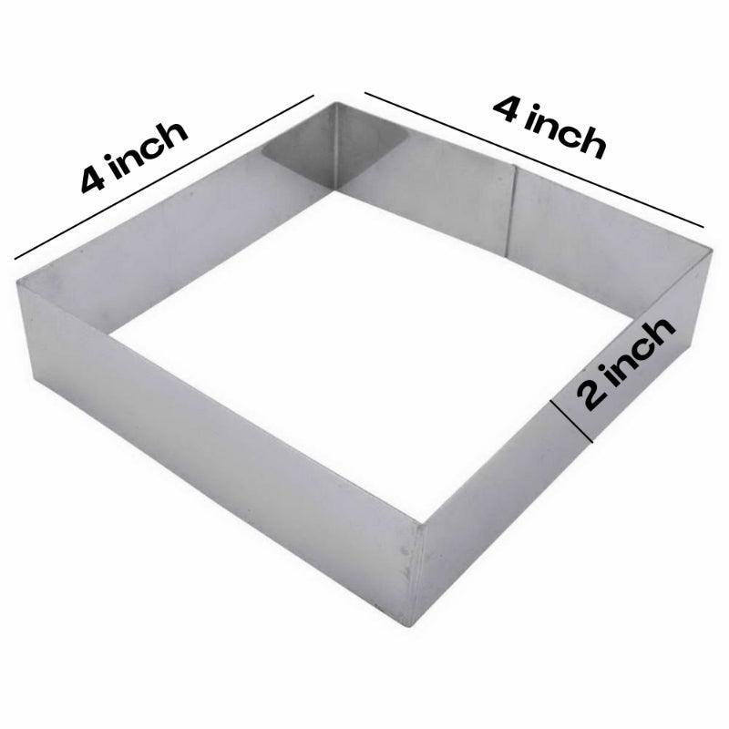 Stainless Square Shaped Steel Cake Ring  | Set of 9