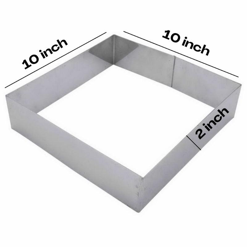 Stainless Square Shaped Steel Cake Ring  | Set of 9