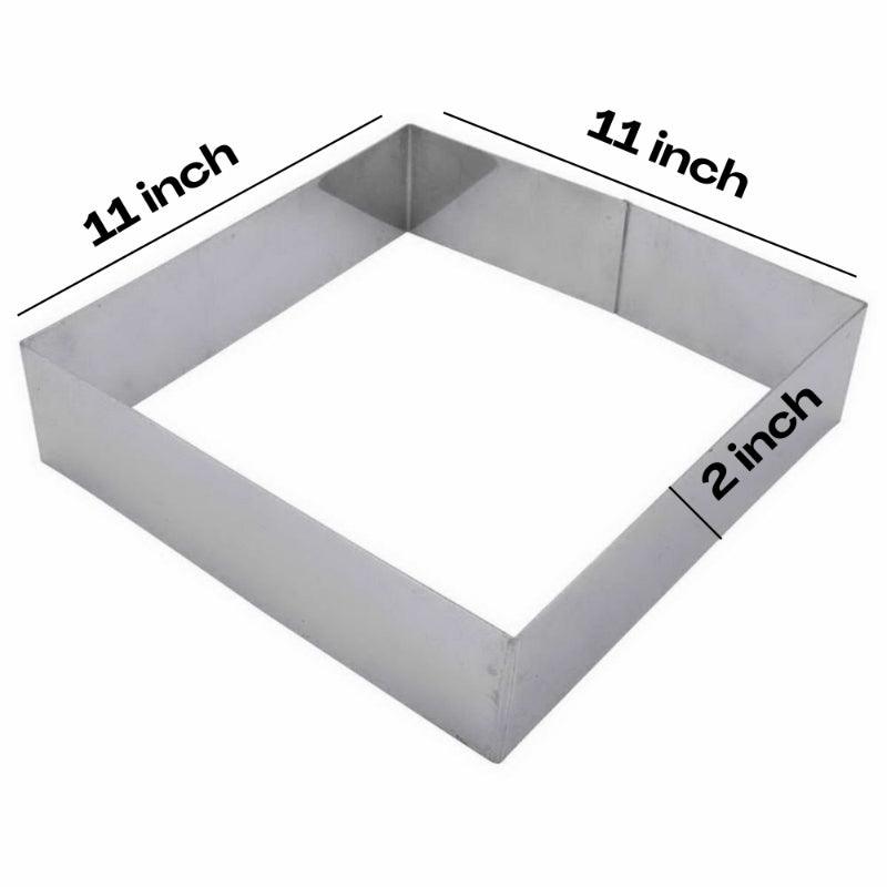 Stainless Square Shaped Steel Cake Ring  | Set of 9
