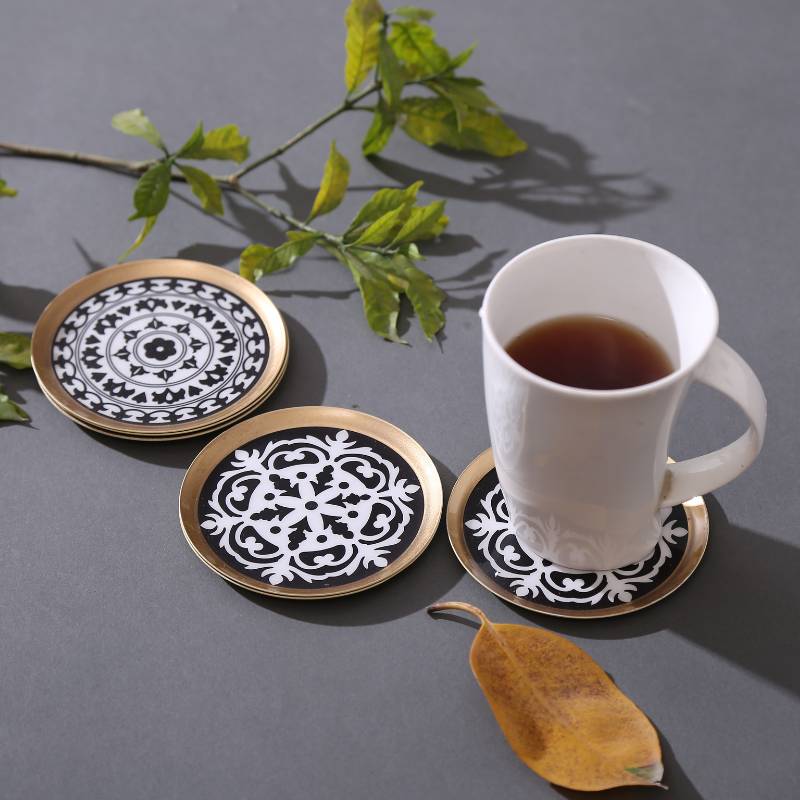 Black & White Rangoli Iron Coasters | Set Of 6