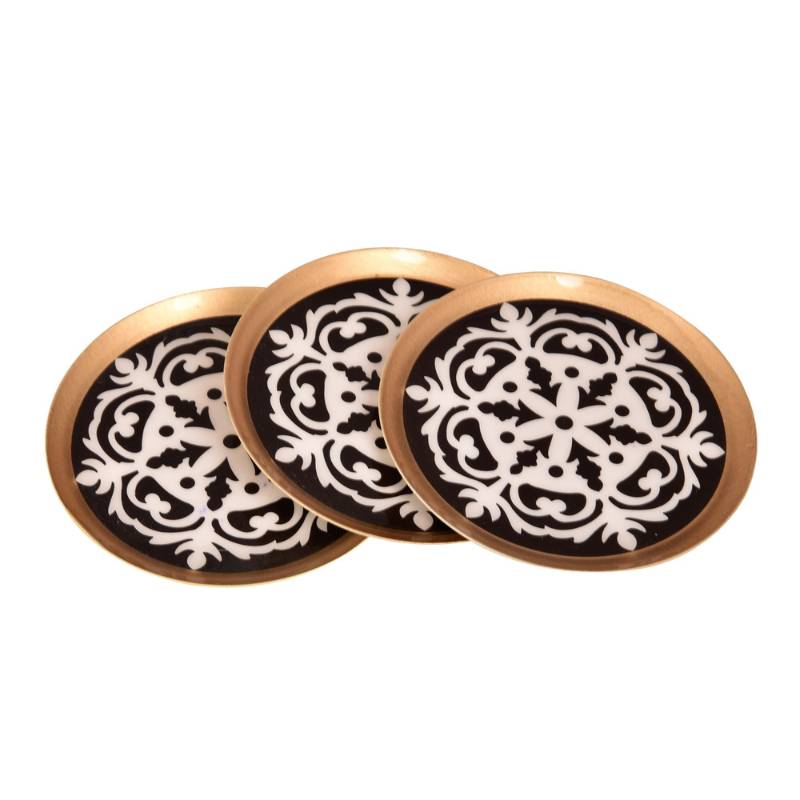 Black & White Rangoli Iron Coasters | Set Of 6