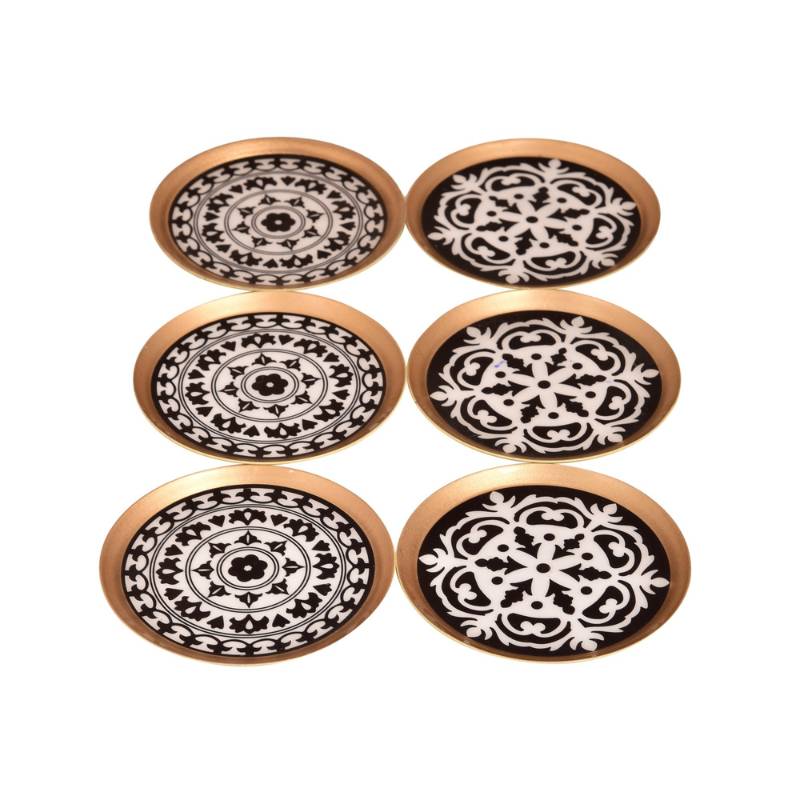Black & White Rangoli Iron Coasters | Set Of 6