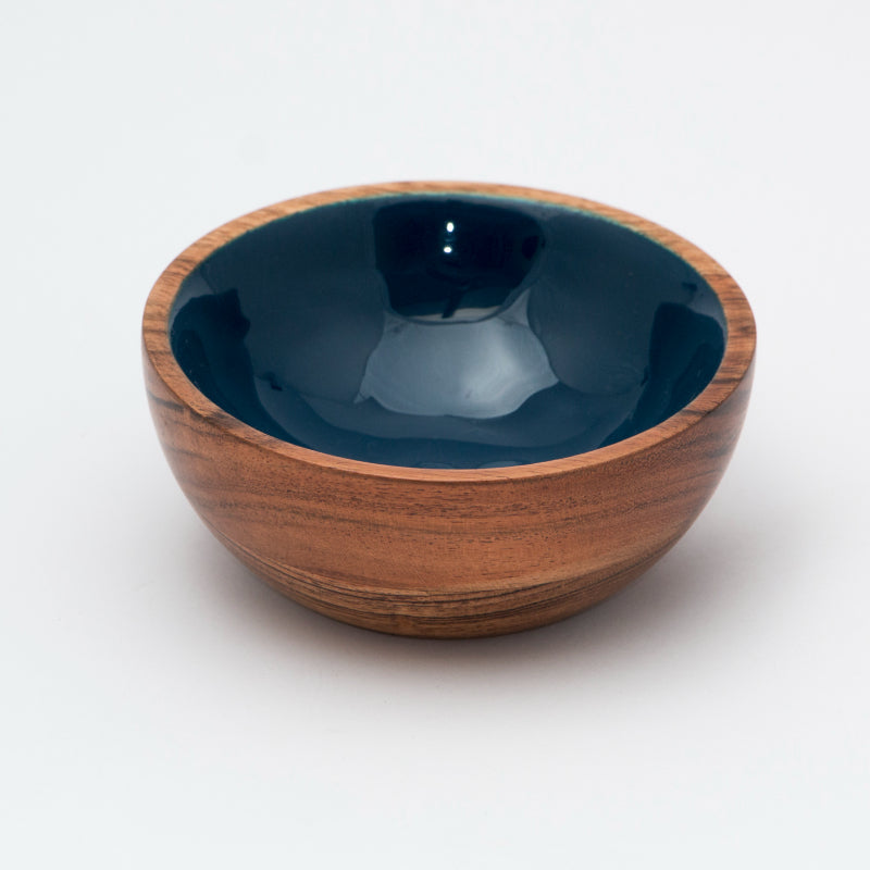 Blue Ikkat Platter with Wooden Bowl