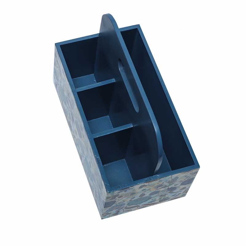 Blue Floral Mdf Cutlery Holder